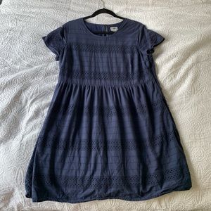 Navy Eyelet Dress